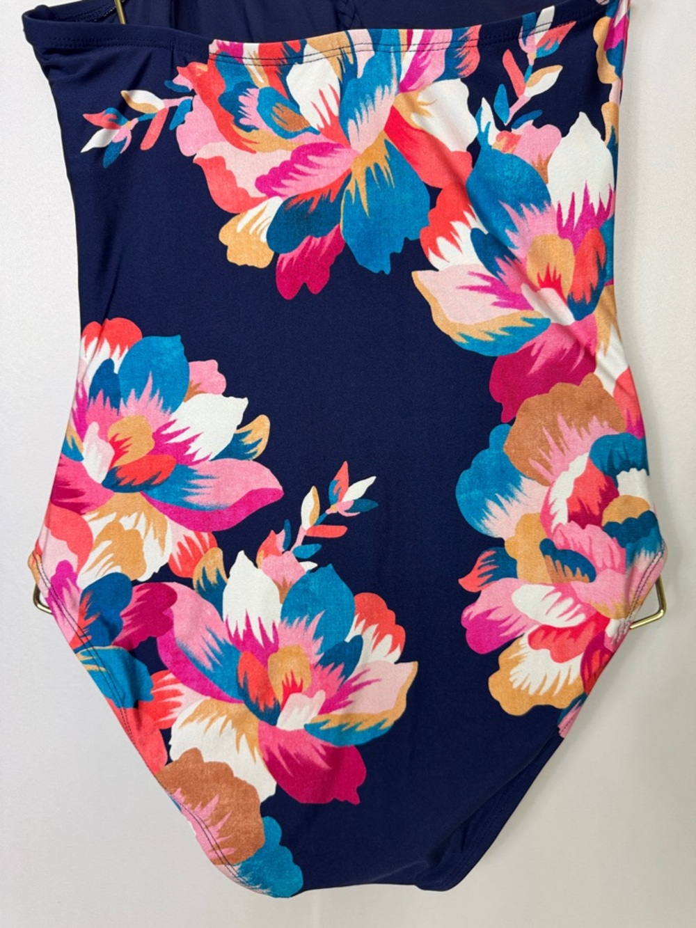 La Blanca Floral-print One-Shoulder Swimsuit Women’s Size 8 Navy Blue Pink White - Picture 9 of 13